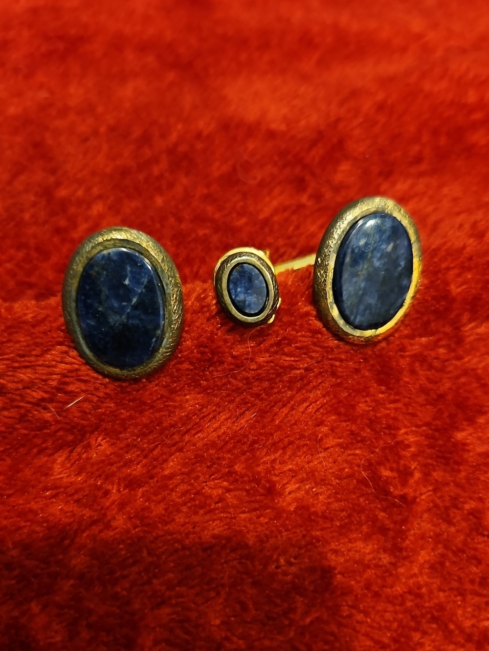 Vintage 1940s Gold-Tone Cuff Links & Tie Pinwith Amethyst Stone Accent